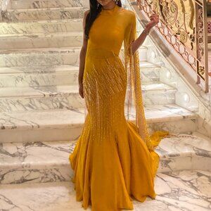 Shloka Khialani Ahora Mustard Lehenga, XS